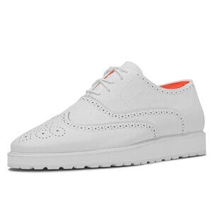 The Priority L White TAYNO Leather Lace Up Wingtip Sneaker
